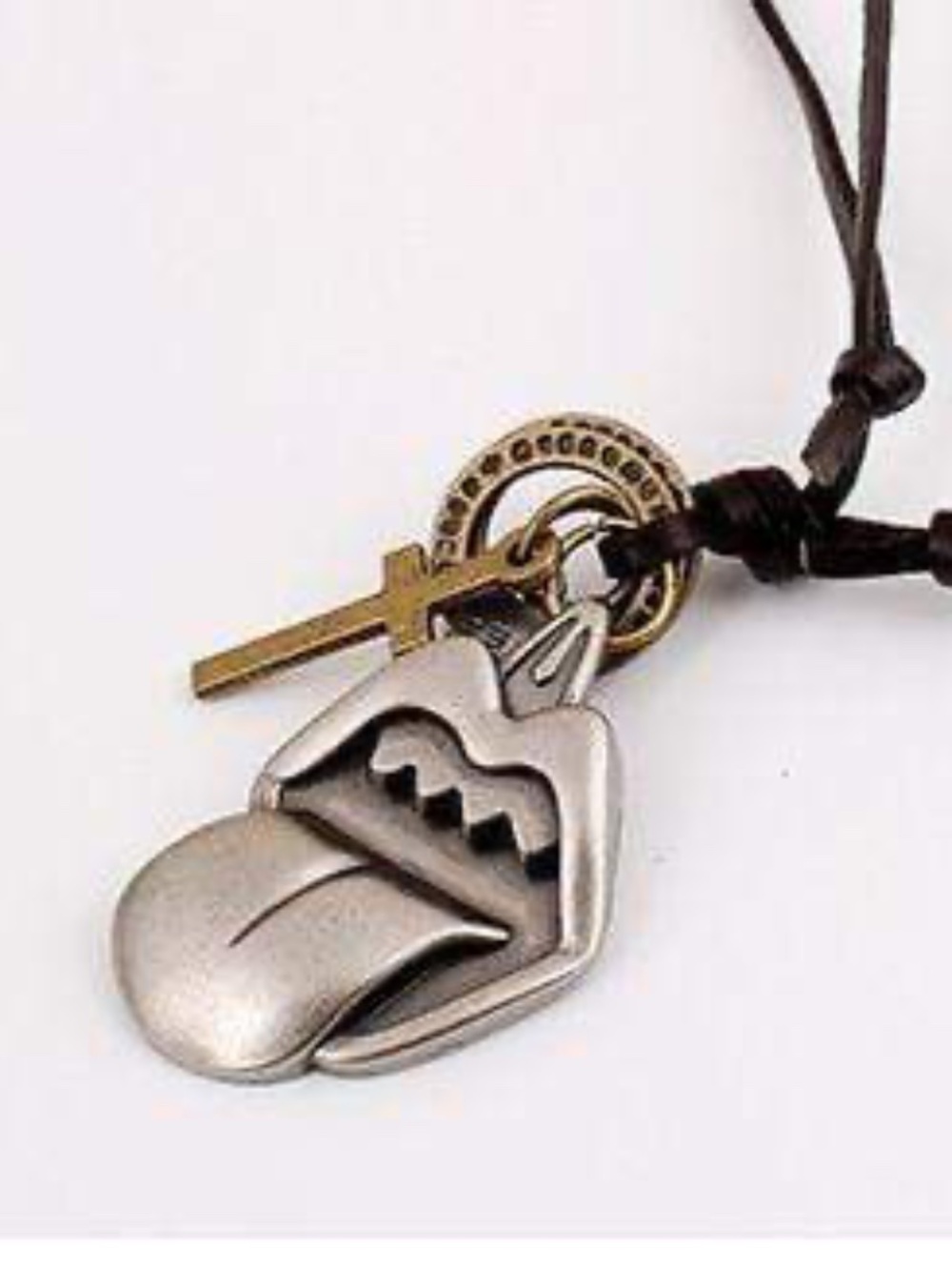 Black‎ Cord Rock-n-Roll Pendant Necklace Unisex Adult
